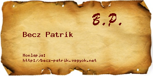 Becz Patrik névjegykártya